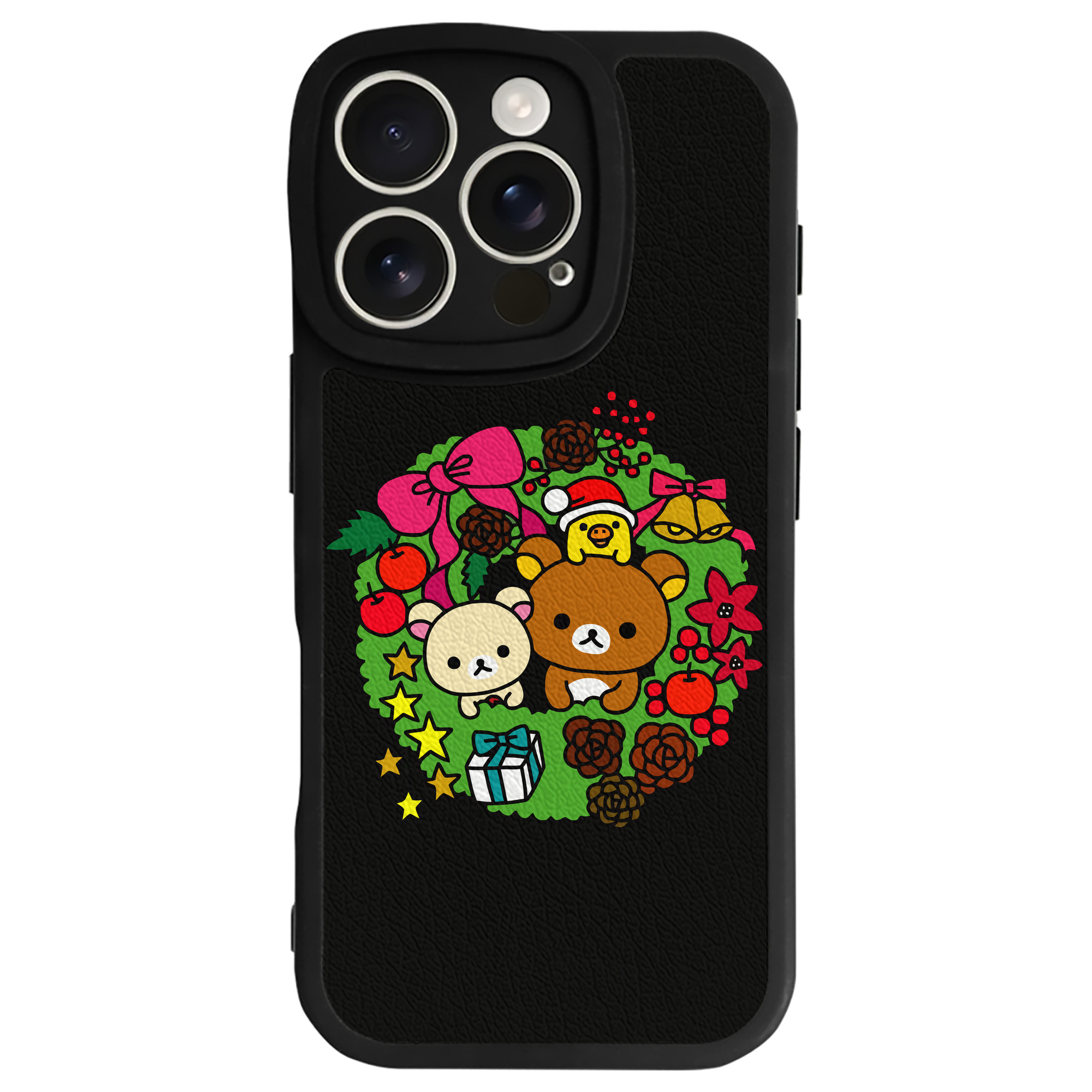 （画像用） リラックマ リラックマ キイロイトリ Rilakkuma Korilakkuma Kiiroitori 【iPhone 16シリーズ対応】シリコンスマホケース（レザー調） 材質：シリコン